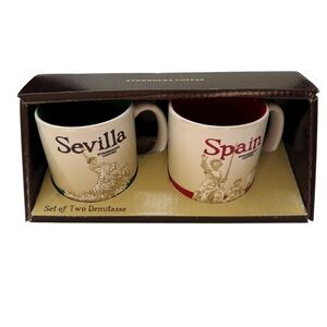 Starbucks Set of 2 Demitasse Mugs Espresso 3 fl oz Spain & Sevilla NEW